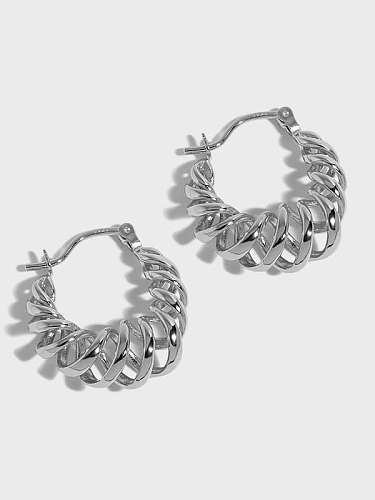 Boucles d'oreilles Huggie vintage géométriques en argent sterling 925