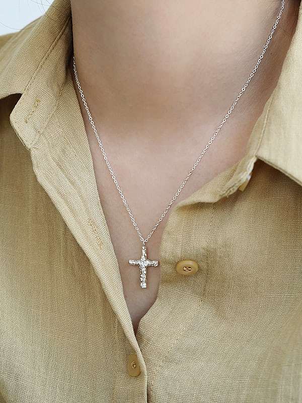 925 Sterling Silber Vintage Kreuz Anhänger Halskette