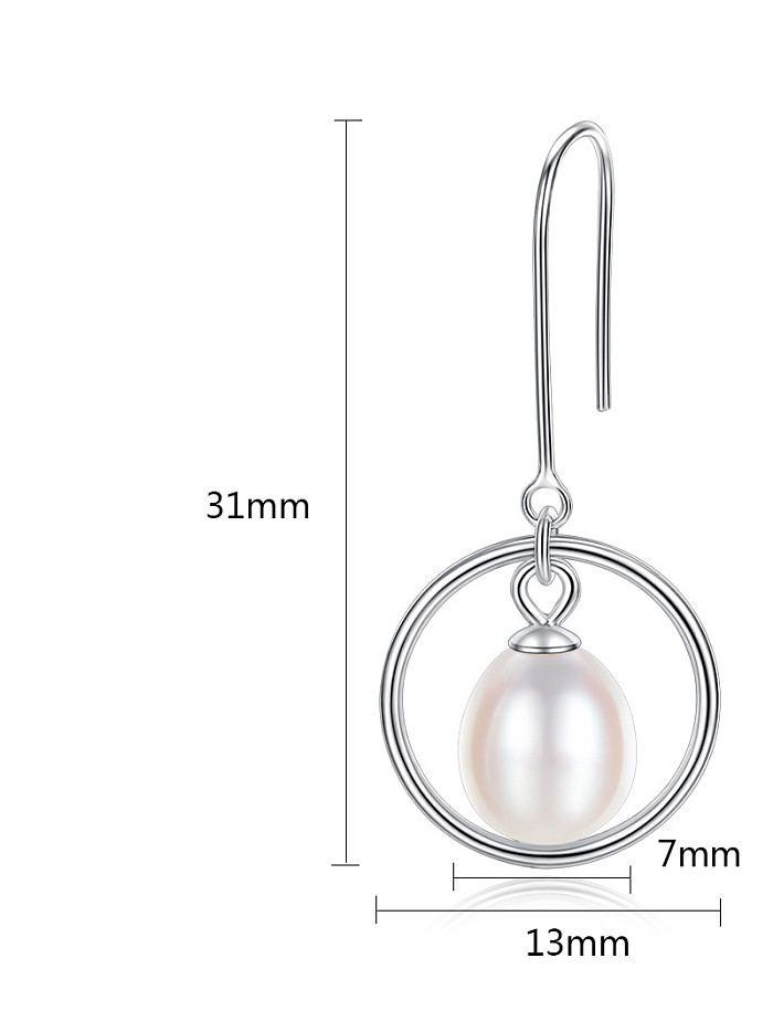 Sterling Silver 8-9mm Natural Pearl simple Stud Earrings