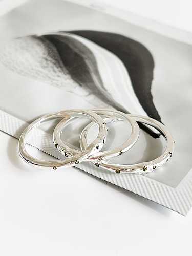 925 Sterling Silver Rhinestone Round Minimalist Band Ring