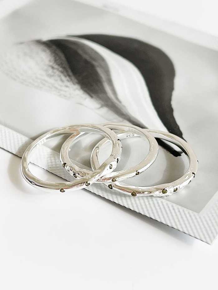 925 Sterling Silver Rhinestone Round Minimalist Band Ring