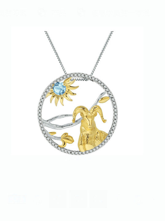 925 Sterling Silber Naturstein Tier Luxus Halskette