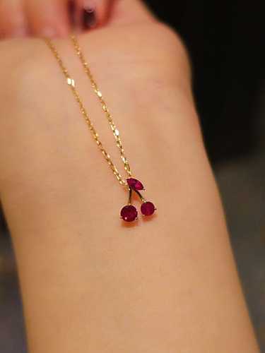 925 Sterling Silver Friut Red corundum Dainty Necklace