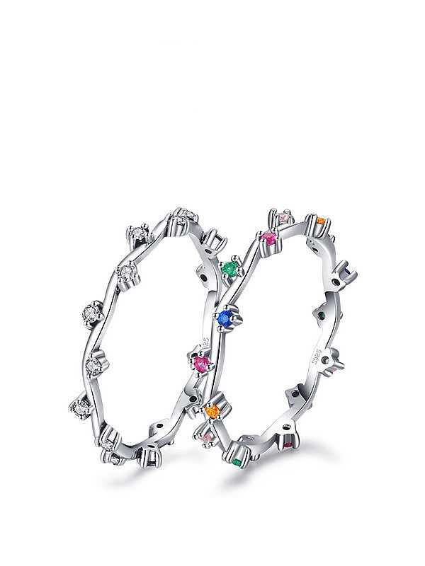 925 Sterling Silver Cubic Zirconia Irregular Dainty Band Ring