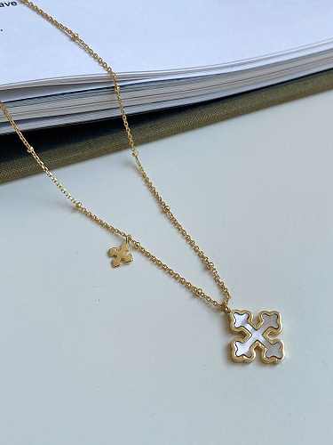925 Sterling Silver Shell Cross Minimalist Necklace