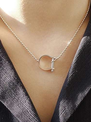 925 Sterling Silver Geometric Minimalist Initials Necklace