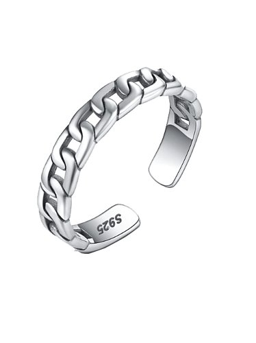 925 Sterling Silver Vintage Chain Free Size Band Ring