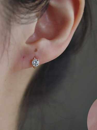 925 Sterling Silver Cubic Zirconia Round Dainty Huggie Earring