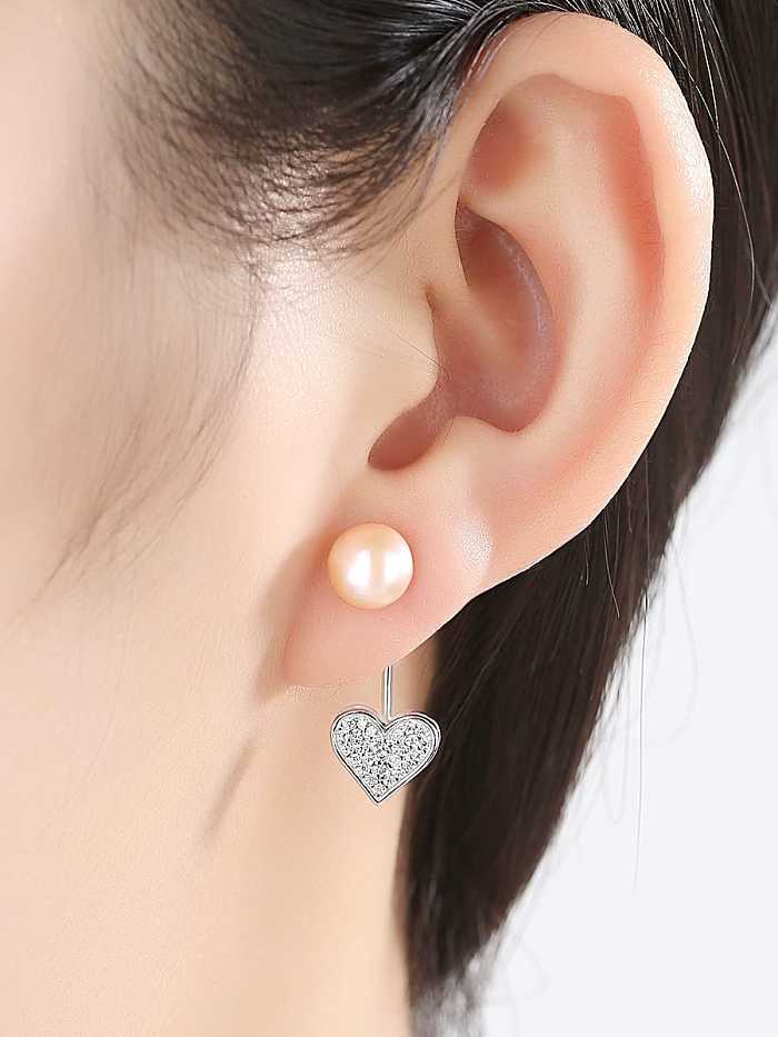 Boucle d'oreille classique en argent sterling 925 avec perle d'eau douce