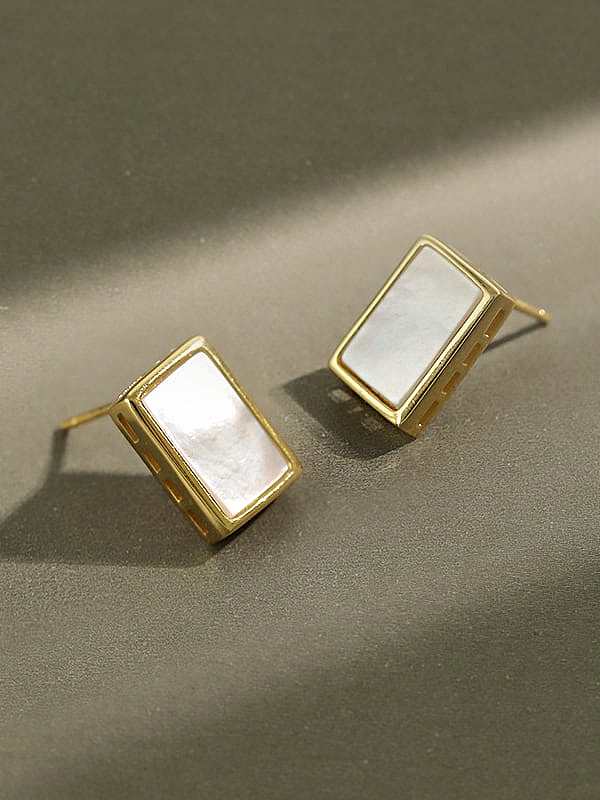 925 Sterling Silver Shell Geometric Minimalist Stud Earring