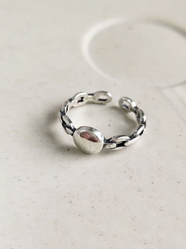 925 Sterling Silver Vintage Chain free size Ring