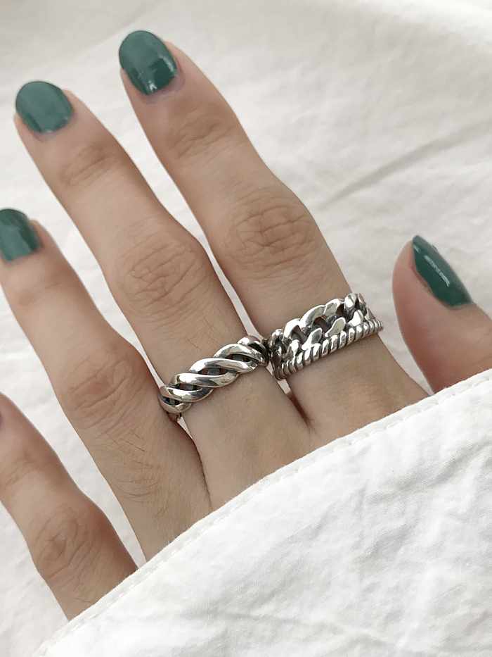 925 Sterling Silver Twist weave free size Ring