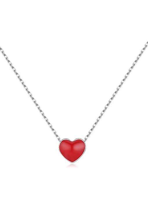 925 Sterling Silver Enamel Heart Minimalist Necklace