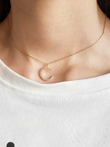 925 Sterling Silver Simple golden geometric pendant necklace