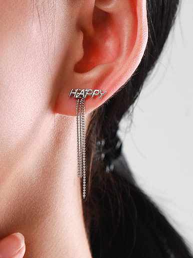 925 Sterling Silver Letter Tassel Minimalist Threader Earring