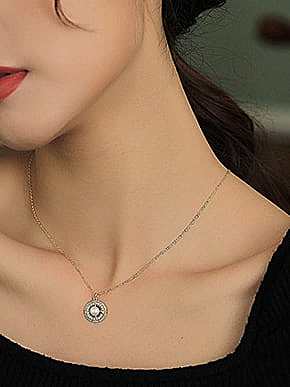 925 Sterling Silver Imitation Pearl Round Dainty Necklace