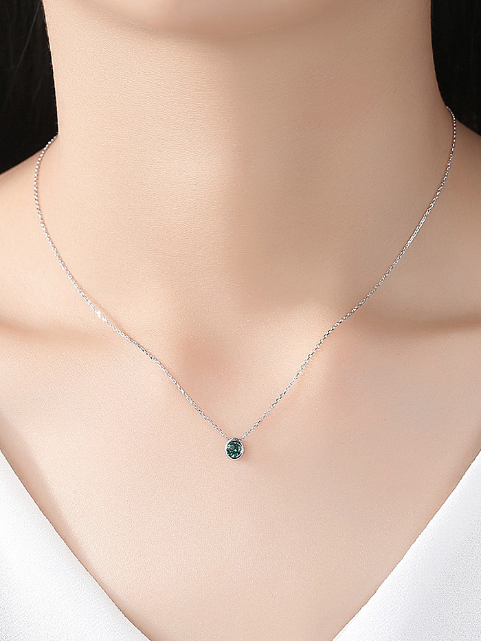 925 Sterling Silver With Cubic Zirconia Cute Round Necklaces