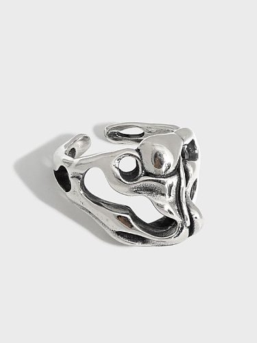 خاتم من الفضة الإسترليني عيار 925 بتصميم جمجمة مجوفة