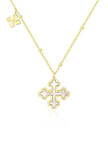 925 Sterling Silver Shell Cross Minimalist Necklace