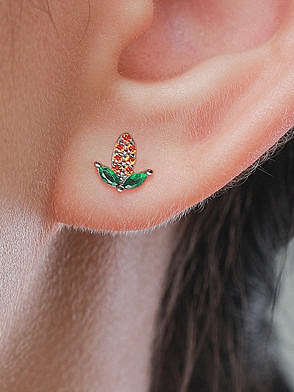 Boucles d'oreilles mignonnes en forme de maïs irrégulier avec zircon cubique en argent sterling 925