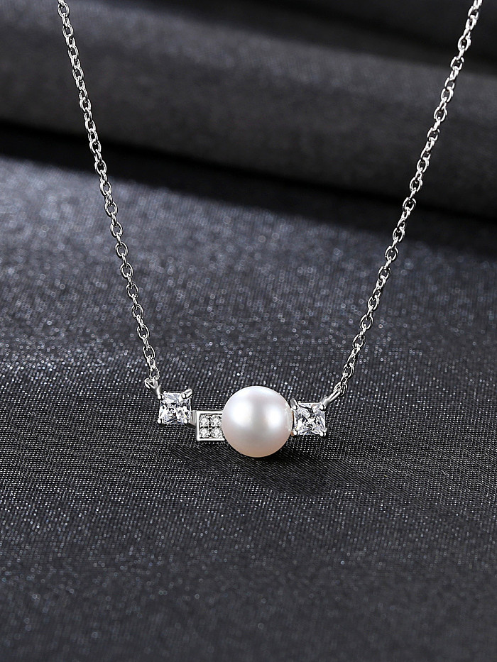 Sterling silver 7-7.5mm natural freshwater pearl necklace
