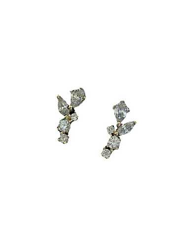 925 Sterling Silver Cubic Zirconia Irregular Dainty Stud Earring