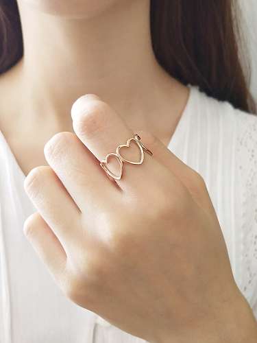 925 Sterling Silver heart love free size Ring