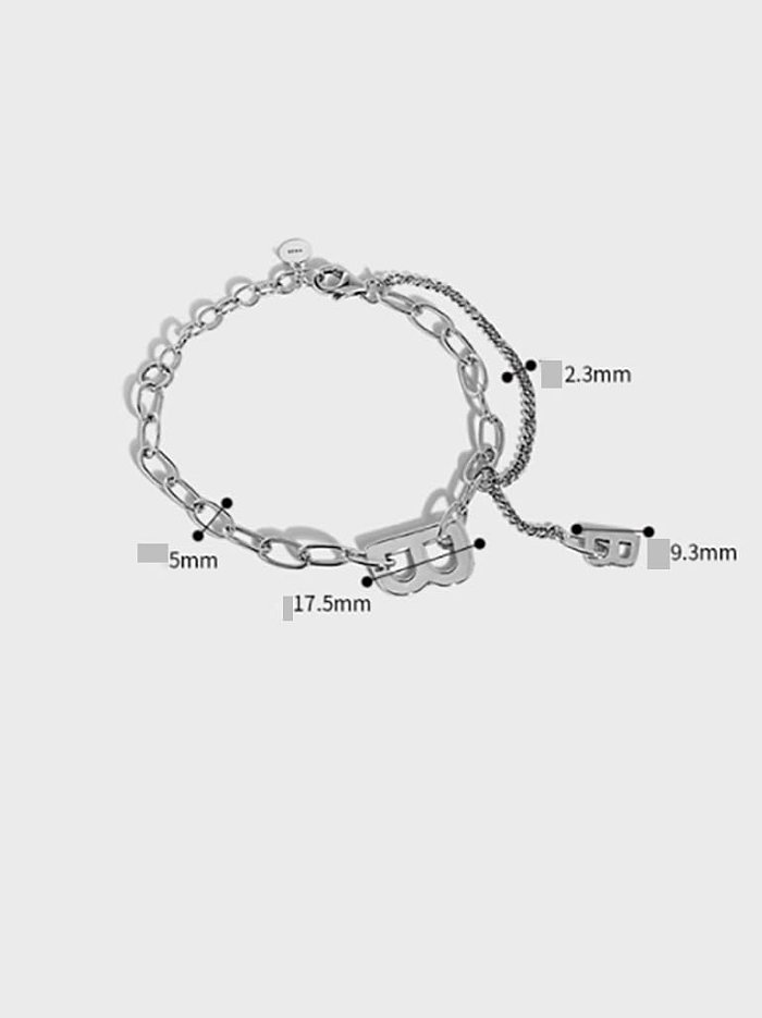 925 Sterling Silver Irregular Vintage Hollow Chain Link Bracelet