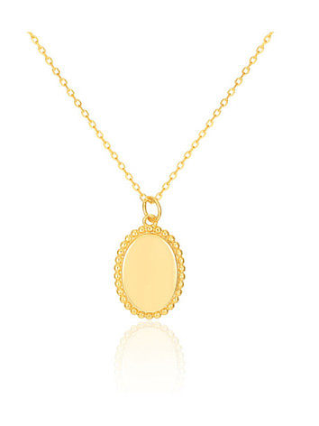 925 Sterling Silver With Gold Plated Simplistic Oval Necklaces
