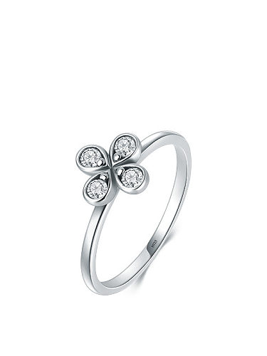 925 Sterling Silber Zirkonia Blume Vintage Band Ring