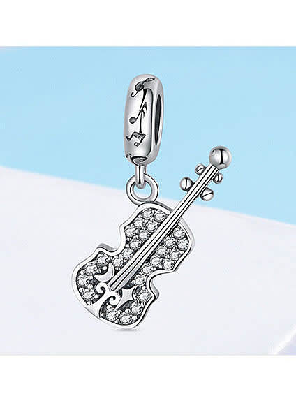 925 silver cute violin charms