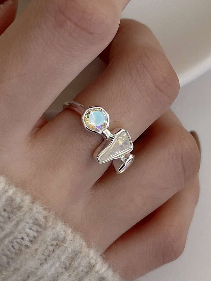 925 Sterling Silver Cubic Zirconia Water Drop Vintage Band Ring