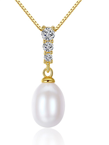 Sterling Silver 8-9mm Freshwater Pearl Pendant Necklace