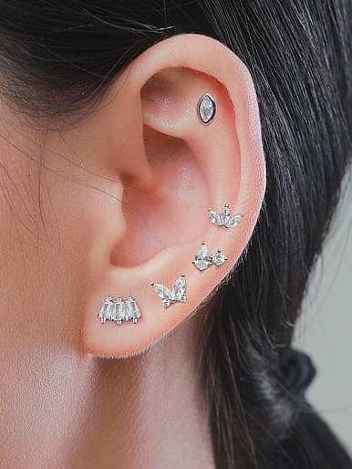 925 Sterling Silver Cubic Zirconia Geometric Cute Single Earring(Single-Only One)