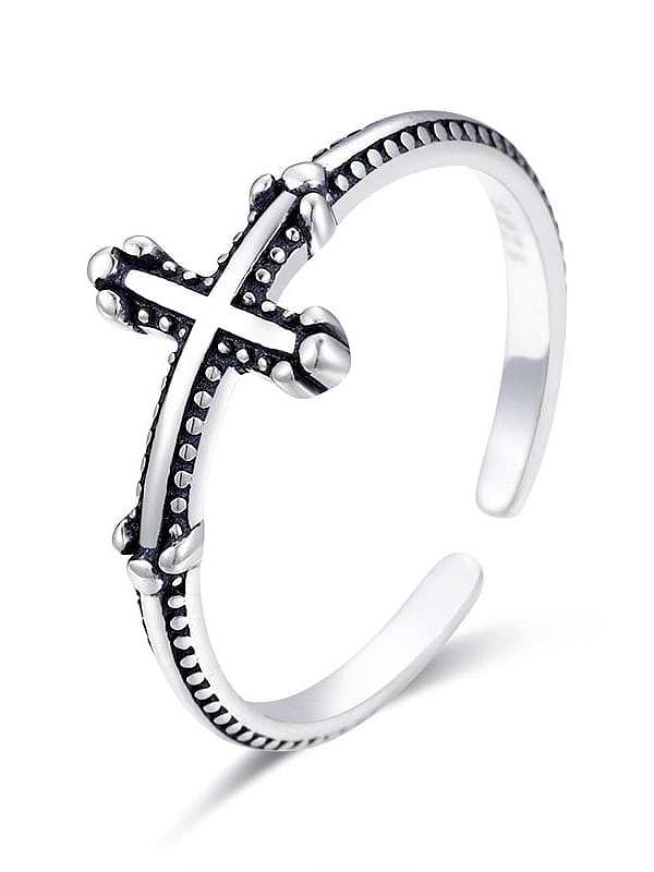925 Sterling Silver Cross Vintage Band Ring