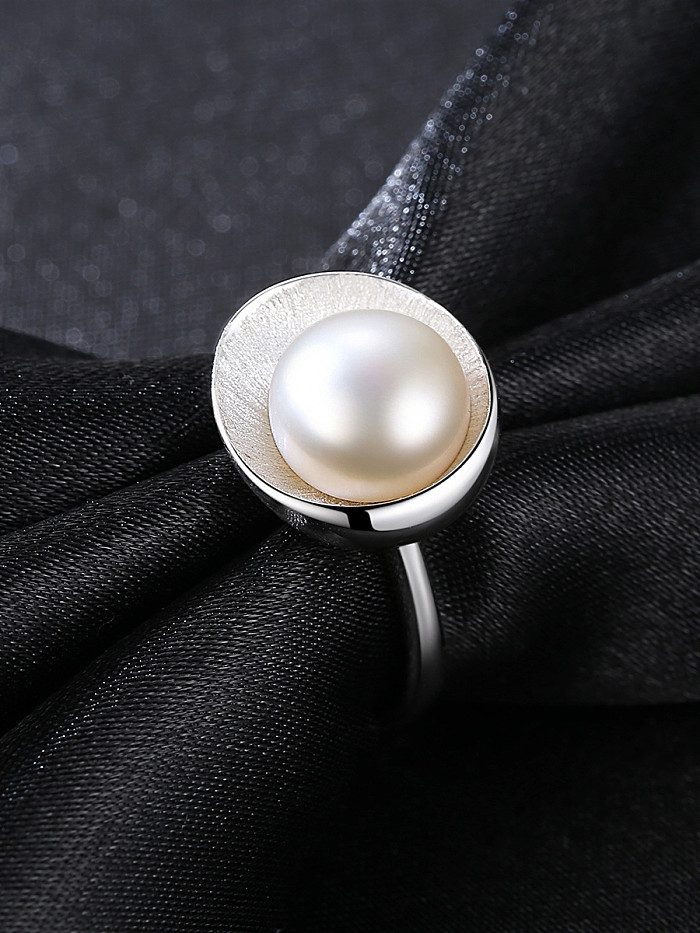 Anillo de plata de ley de 9-9.5 mm con perlas naturales, tamaño libre