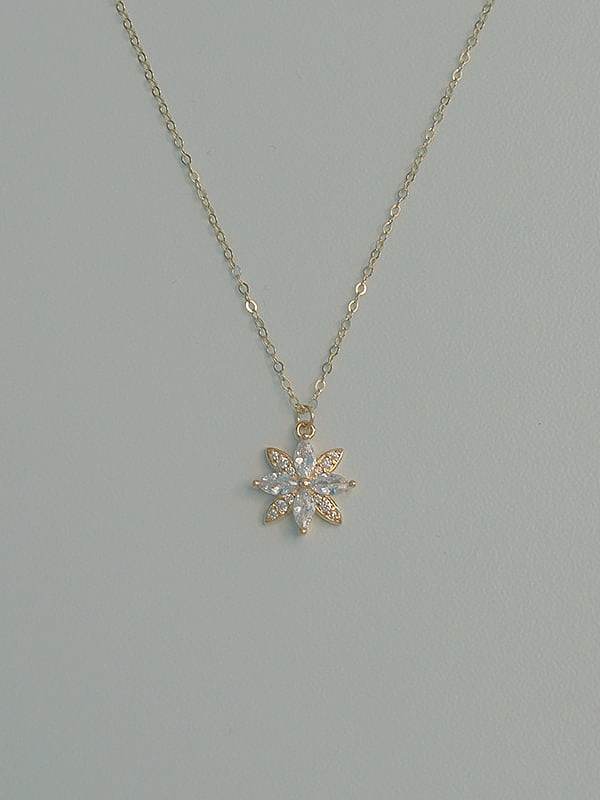 925 Sterling Silver Cubic Zirconia Flower Dainty Necklace
