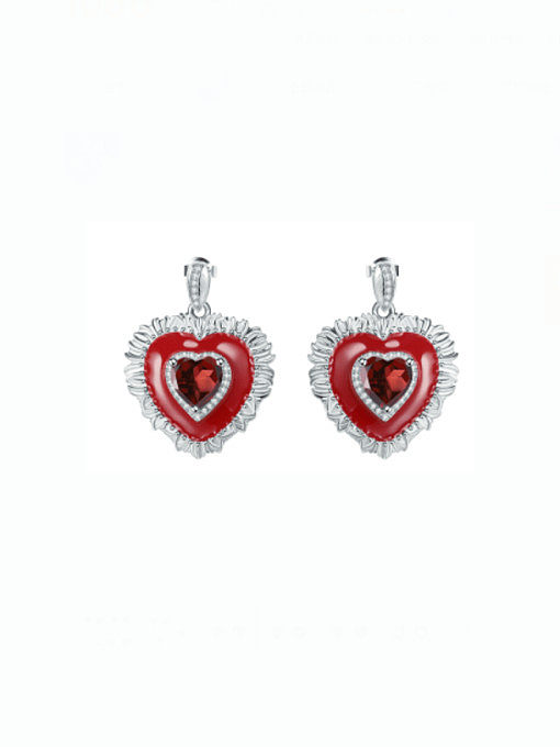 925 Sterling Silver Carnelian Heart Minimalist Stud Earring