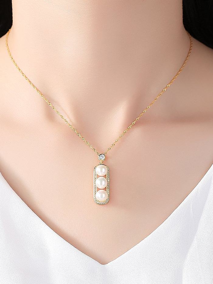 Collar de perlas naturales de agua dulce de 8-9 mm de plata esterlina Fashion Pod