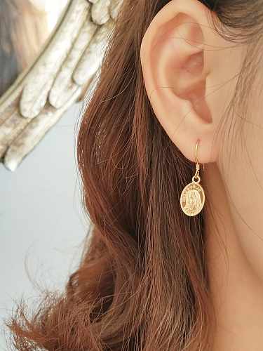 925 Sterling Silver Geometric Vintage Oval Notre Dame Hook Earring
