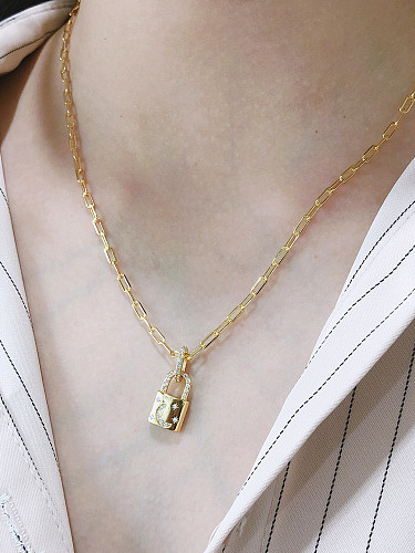 925er Sterlingsilber mit vergoldeten schlichten Medaillon-Halsketten