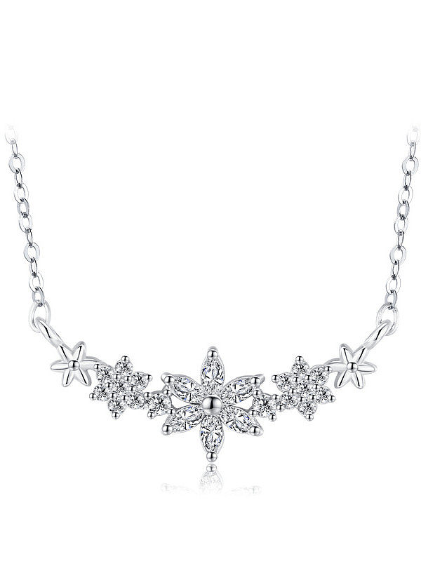 925 Sterling Silber Zirkonia Blume minimalistische Halskette