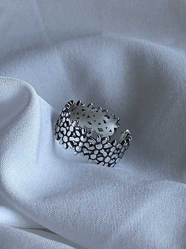 925 Sterling Silber Gänseblümchen Blume Vintage Free Size Midi Ring