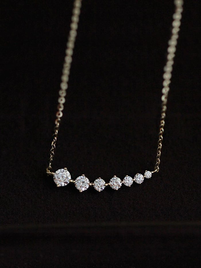 925 Sterling Silver Rhinestone Geometric Dainty Necklace