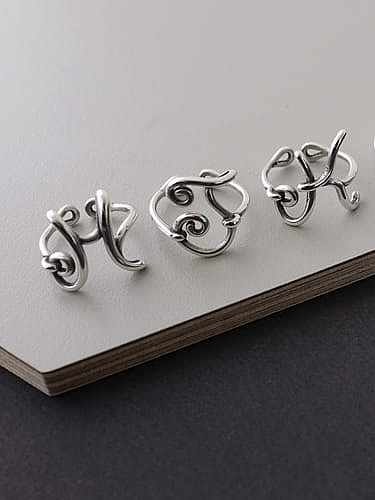 925 Sterling Silver Letter J Vintage Free Size Midi Ring