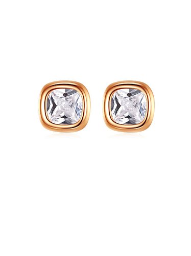 925 Sterling Silver Glass stone Square Minimalist Stud Earring
