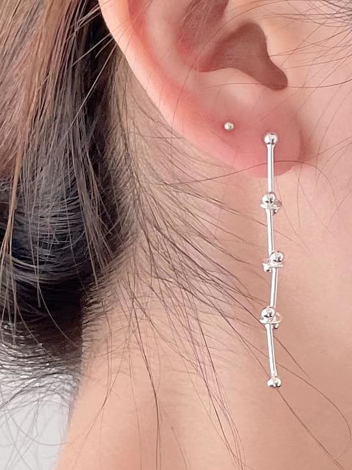 925 Sterling Silver Geometric Vintage Round Stick Drop Earring