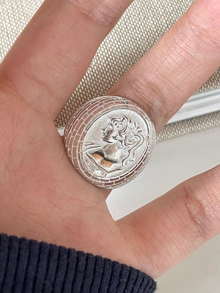 925 Sterling Silver Coin Vintage Band Ring