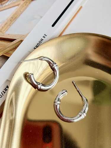 925 Sterling Silver Flower Minimalist Bamboo Stud Earring
