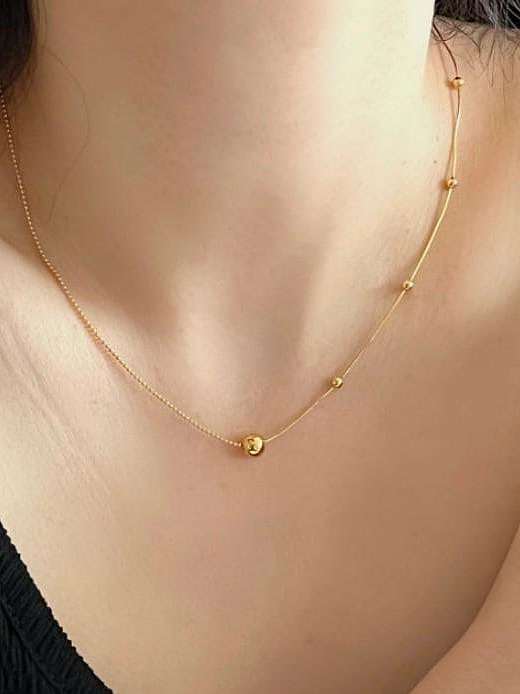 Collier de perles rondes en forme d'os de serpent minimaliste géométrique en argent sterling 925